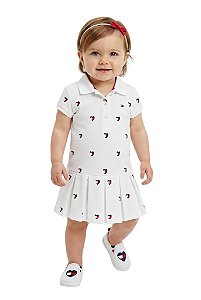 Vestido Infantil Gola Polo Tommy Hilfiger Branco