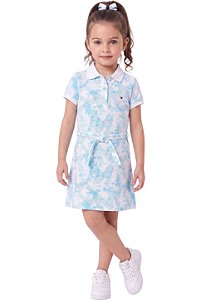 Vestido Infantil Tommy Hilfiger Polo Piquet Estampado Azul-Claro
