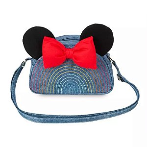 Bolsa Minnie Mouse Jeans  e laço Crossbody Disney