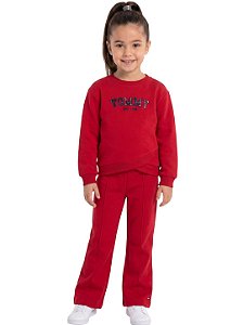 Conjunto Infantil Tommy Hilfiger em Moletom Fleece Vermelho