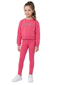Conjunto Infantil Tommy Hilfiger – Blusa em Moletom com Fleece e Legging em Malha