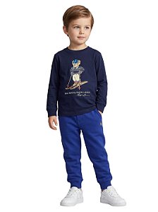 Camiseta Infantil Polo Ralph Lauren Polo Bear Azul-Marinho
