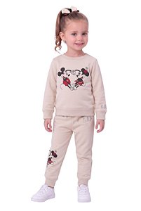 Conjunto Infantil Gap Disney Minnie Moletom Bege