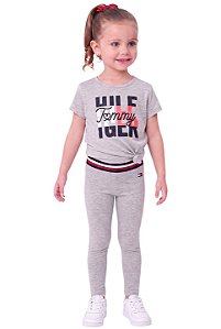 Conjunto Infantil Tommy Hilfiger – Camiseta + Legging Cinza