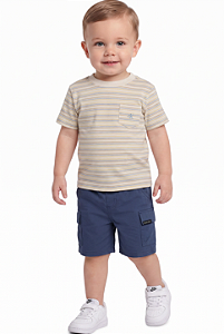 Conjunto Bebê Calvin Klein Camiseta Bermuda Cargo