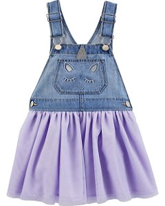 Jardineira Jeans tulle Unicornio Oshkosh