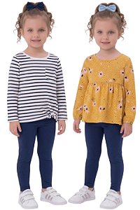 Conjunto Infantil Carter's 3 Peças Floral e Listrado