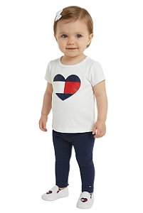 Camiseta Bebê Tommy Hilfiger com Estampa de Coração