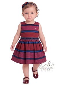 Vestido Festa Bebê Tommy Hilfiger Listrado
