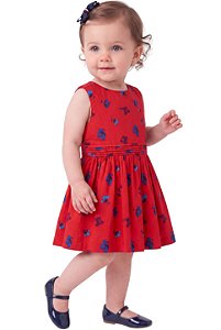Vestido Bebê Tommy Hilfiger Floral Vermelho