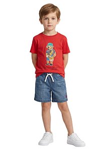 Camiseta Infantil Polo Ralph Lauren Polo Bear Vermelha