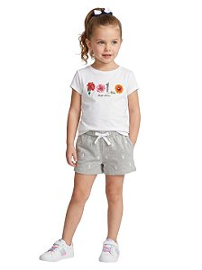 Shorts Infantil Polo Ralph Lauren Cinza com Mini Pony