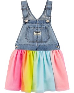 Jardineira  Oshkosh  Jeans tulle arco -iris