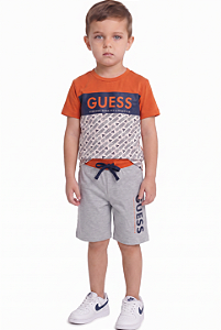 Conjunto Infantil Guess Camiseta e Bermuda em Moletinho