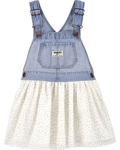 Jardineira Baby Oshkosh Jeans com Tulle