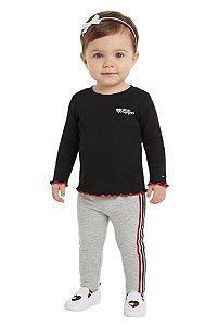 Conjunto Bebê Tommy Hilfiger Camiseta em Malha Canelada e Legging