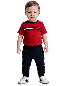 Calça Bebê Tommy Hilfiger Cargo em Malha Azul-Marinho