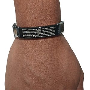 Bracelete em Aço com Oração do Pai Nosso (Português)