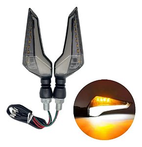 Pisca Seta para Moto Branco com Âmbar