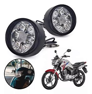 Par de Farol de Milha Auxiliar para retrovisor de moto