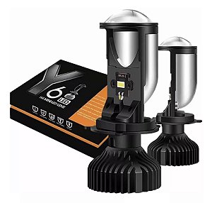Kit Y6 Ultra Led H4 Canhão Projetor Elíptico 30000 Lúmens