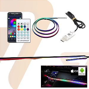 FITA PAINEL RGB 12v CONTROLE E APP 110cm + 35cm
