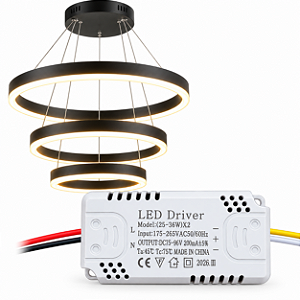 DRIVER PARA LUSTRE 3 CORES DE LED COM ANÉIS 25-36w