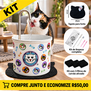 Kit Fonte White - Bebedouro para Gatos