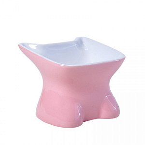 Comedouro de Cerâmica para Gatos - Rosa