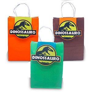 Sacola Papel Craft Dinossauro com 06 unidades