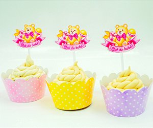 Kit Wrap para Cupcake Chá de Bebê Menina - 06 unidades