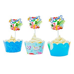 Kit Wrap para Cupcake Pool Party - 06 unidades
