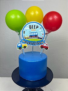 Kit Topo de Bolo com Balão Carros - 01 Kit