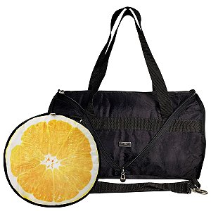 Bolsa Tiracolo Dobrável Compacta Laranja Limão Kiwi