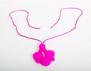 Colar Mordedor de Pingente Silicone Rosa Pink