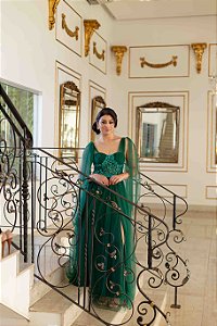 Vestido Longo Bruna Verde Esmeralda Aluguel