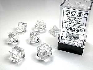 Kit de Dados - Translucent Polyhedral Clear/white 7-Die Set - Importado