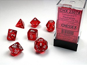 Kit de Dados - Translucent Polyhedral Red/white 7-Die Set - Importado