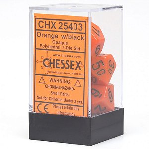 Kit de Dados - 7-Set Cube Opaque Orange / Black - Importado