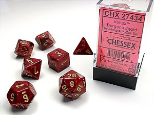 Kit de Dados - Vortex® Polyhedral Burgundy/gold 7-Die Set - Importado