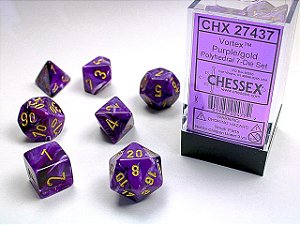 Kit de Dados - Vortex® Polyhedral Purple/gold 7-Die Set - Importado