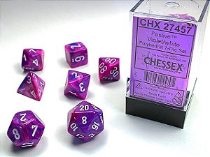 Festive® Polyhedral Violet/white 7-Die Set - Importado