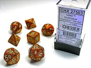 Glitter Polyhedral Gold/silver 7-Die Set - Importado