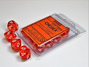 Translucent Orange/white Set of Ten d10s - Importado