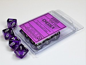 Translucent Purple/white Set of Ten d10s  - Importado