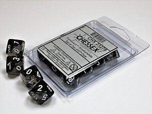 Translucent Smoke/white Set of Ten d10s  - Importado