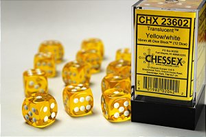 Translucent 16mm d6 Yellow/white Dice Block™ (12 dice)  - Importado