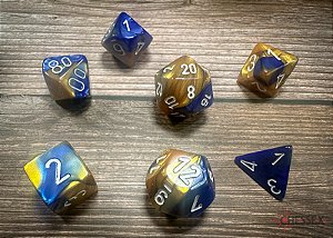 Gemini® Polyhedral Blue-Gold/white 7-Die Set - Importado