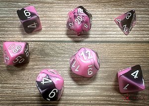 Gemini® Polyhedral Black-Pink/white 7-Die Set - Importado