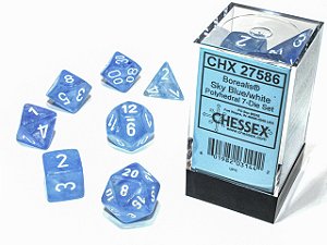 Borealis® Polyhedral Sky Blue/white Luminary™ 7-Die Set - Importado